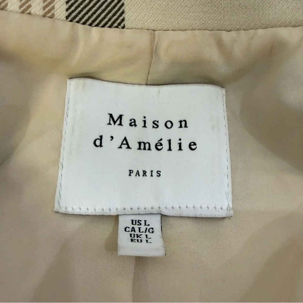 Maison d'Amélie Paris oversized light blazer neutral Check Plaid Double Breasted